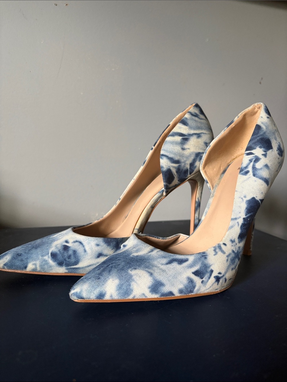 Mix No. 6 Blue and White Tie-Dye Pointed Toe Stilettos
